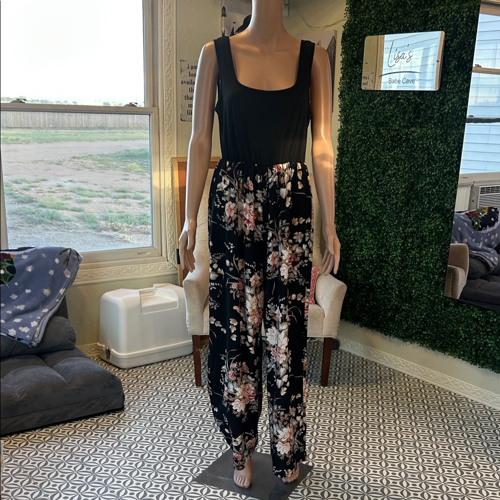 Elegant Floral Black Jumpsuit